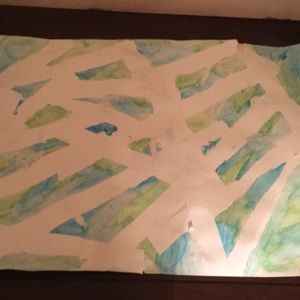 Watercolor duct tape painting 12x18in 30.4cm x 45.